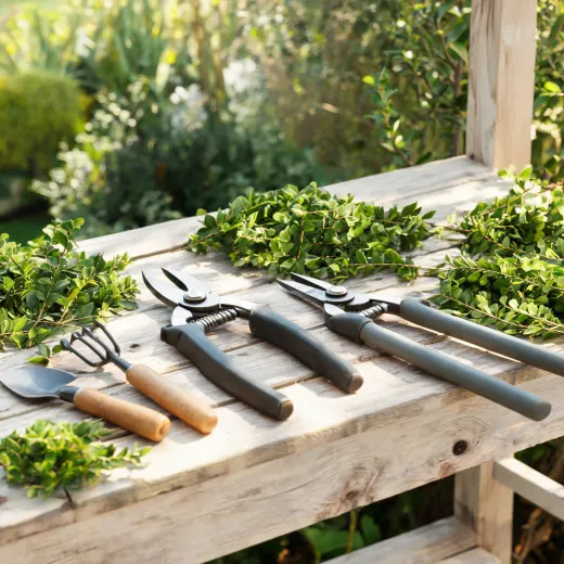 Garden tools after maintenance