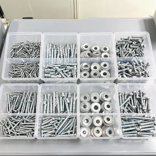 Fasteners organized in bins